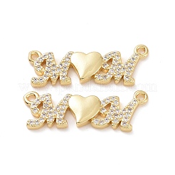 Ciondoli a 2 anello in ottone micro pavé con zirconi cubici trasparenti per la festa della mamma&nbsp;ZIRC-F134-07G
