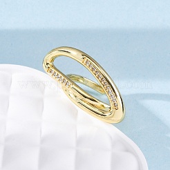 Mikropavé-Manschettenringe aus klarem Zirkonia aus Messing für Damen&nbsp;RJEW-U043-13G