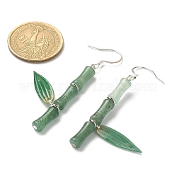 Orecchini pendenti in bambù con avventurina verde naturale&nbsp;EJEW-TA00249