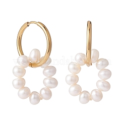 Naturperle Perlenring Form Creolenohrring&nbsp;EJEW-JE04696