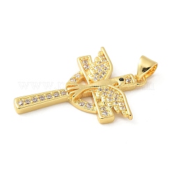 Pendentifs avec zircon cubiques à micro-pavés en laiton&nbsp;KK-U053-17G-02