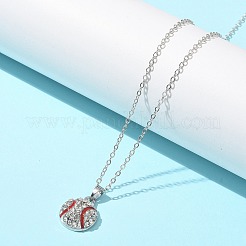 Colliers à chaîne avec pendentif en alliage de zinc et strass en forme de ballon de sport&nbsp;LS-NJEW-U024-01P-02
