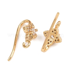 Ohrhaken aus Messing mit Mikropflaster und klaren Zirkonia-Blumen&nbsp;KK-A274-08G