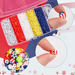 DIY-Kits zur Herstellung von Armbändern mit Polymer-Tonperlen zum Thema Unabhängigkeitstag und Sport&nbsp;DIY-SP0002-53
