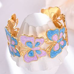 Braccialetti con polsino smaltato in acciaio inossidabile 304 per donna&nbsp;BJEW-P347-01G-B