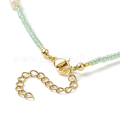 Perle di semi di vetro e collane di perle di perle d'acqua dolce coltivate naturali per le donne&nbsp;NJEW-JN04210