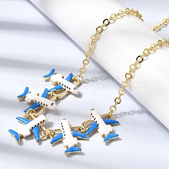 Latón pendiente de los collares del esmalte&nbsp;NJEW-B157-07G-01