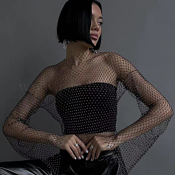 Chaînes de corps en polyester et strass&nbsp;WG96638-10