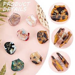 7 Stück 7 Farben Cartoon Mini Katze Celluloseacetat (Harz) Krallen Haarspangen&nbsp;OHAR-GF0001-21