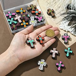 20 pièces 10 styles croix avec perles focales en silicone fleur&nbsp;SIL-CJ0002-38