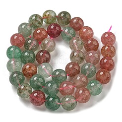 Fili di perline di quarzo fragola rosso e verde naturale&nbsp;G-B099-C03-06