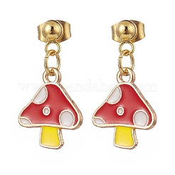 4 par de aretes colgantes de hongo esmaltados de 4 colores&nbsp;EJEW-JE05158