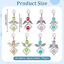 32 pendentif décoratif en acrylique et alliage en forme d'ange&nbsp;HJEW-PH02098