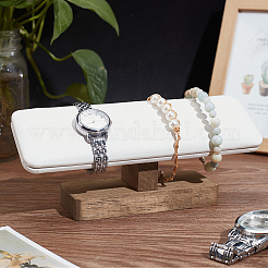 T-Bar-Armbandständer aus PU-Leder mit Holzsockel&nbsp;BDIS-WH0010-11C