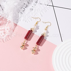 Orecchini pendenti da donna con perle naturali e finte pietre&nbsp;EJEW-JE04708