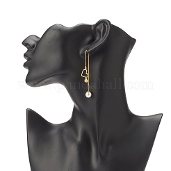 Fil d'oreille en laiton avec coeur et breloque perle acrylique&nbsp;EJEW-JE04886