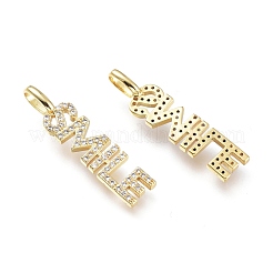 Pendenti in zirconi cubici trasparenti in micro pavè di ottone&nbsp;ZIRC-I048-02G