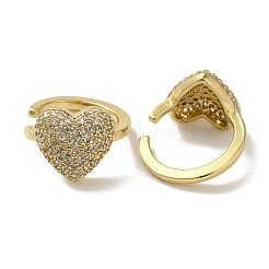 Gestellplattierte Messing-Mikropflaster-Ohrringe mit klarem Zirkonia in Herzform für Damen&nbsp;EJEW-P280-19G