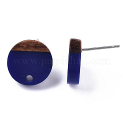 Fornituras de aretes de resina opaca y madera de nogal&nbsp;MAK-N032-007A-B01