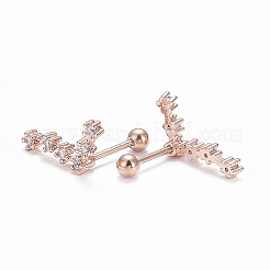Orecchini a bottone in ottone con zirconi chiari e micro pavè&nbsp;EJEW-F258-01C-RG