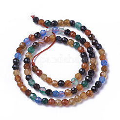 Fili di perline di agata multicolore tinte e riscaldate naturalmente&nbsp;G-F596-36-3mm