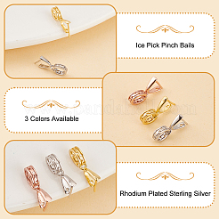 3 pz. 3 colori in argento sterling rodiato con gancio a pizzico per punteruolo da ghiaccio&nbsp;STER-OC0001-02