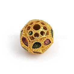 Perles en zircone cubique colorées en laiton plaqué creux&nbsp;KK-L236-14G