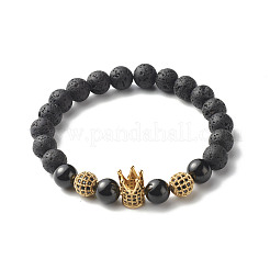 Öldiffusor Yoga natürlicher Turmalin & natürliche Lavagestein Perlen Stretcharmband für Mädchen Frauen&nbsp;BJEW-JB06800
