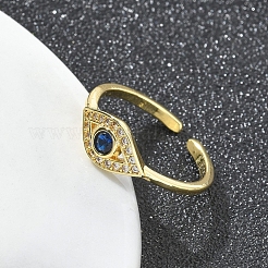 Offene Manschettenfingerringe aus Messing mit Mikropflaster und Zirkonia für Damen&nbsp;RJEW-M028-76G