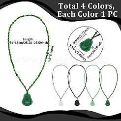 4 Stück 4 Farben Harz Imitation Edelstein Maitreya Buddha Anhänger Halsketten Set&nbsp;NJEW-FI0001-07