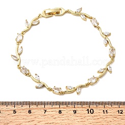 Blatt Messing Micro Pave klare Zirkonia Gliederkettenarmbänder&nbsp;BJEW-C130-02G