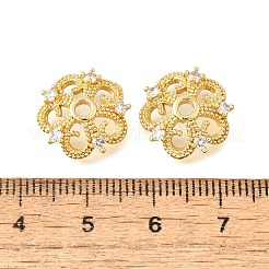 Perline di zirconia cubica trasparente in ottone a forma di fiore&nbsp;KK-V008-05G