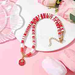 Collier pendentif fleur en alliage émaillé&nbsp;NJEW-JN04537-02