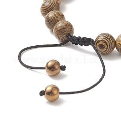 4 Stück 4-farbiges Armband-Set mit geflochtenen Perlen aus Naturholz und Legierung mit Totenkopf und synthetischem Hämatit&nbsp;BJEW-JB09214