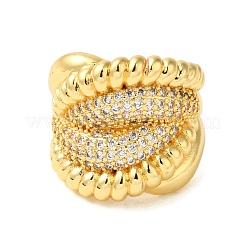 Anelli da donna aperti con micro pavé di zirconi cubici trasparenti in ottone&nbsp;RJEW-A048-13G