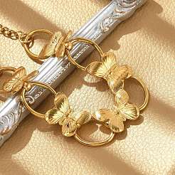 Bracelets papillon et maillons ovales en acier inoxydable 304 pour femmes&nbsp;BJEW-U023-03G