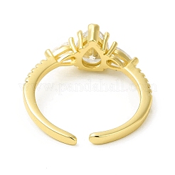 Anello polsino aperto a goccia con zirconi chiari&nbsp;RJEW-H120-02G