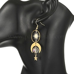 Orecchini pendenti da donna in ottone celeste e acciaio inossidabile 304&nbsp;EJEW-JE07345-01