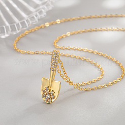 Collana con ciondolo a forma di pala in ottone con micro pavé di zirconi cubici trasparenti per donna&nbsp;WG2A015-02