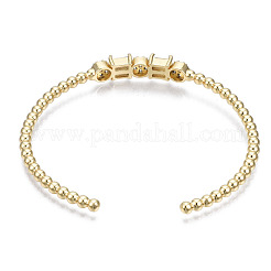 Bracciale rigido con perline e sfere di zirconi scintillanti per lei&nbsp;BJEW-N012-002-NF