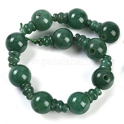Fili di perline guru in avventurina verde naturale a 3 foro&nbsp;G-H064-E07-01