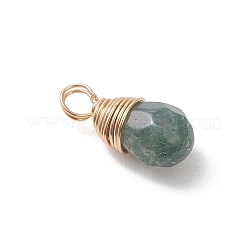 Breloques en forme de larme facettées en agate indienne naturelle enroulées de fil de cuivre&nbsp;PALLOY-JF04948