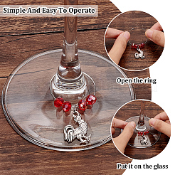 Charms per bicchiere di vino in lega da 24 pz 6 stili&nbsp;AJEW-AB00073