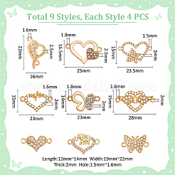36 pièce 9 styles de liens/connecteurs en alliage de strass&nbsp;FIND-UN0016-38