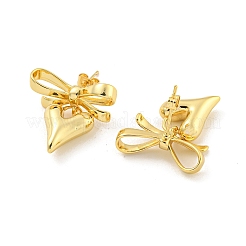 Orecchini pendenti da donna con fiocco e cuore in ottone&nbsp;EJEW-G387-01G