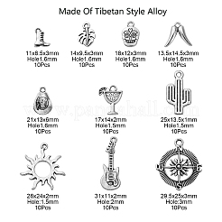 100 pz 10 stili pendenti in lega di stile tibetano&nbsp;TIBEP-CJ0001-96