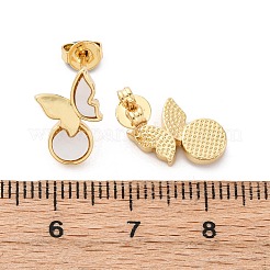 Pendientes de botón de latón con forma de mariposa&nbsp;KK-D363-22G
