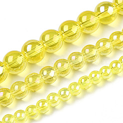 Chapelets de perles en verre transparent électrolytique&nbsp;GLAA-T032-T8mm-AB12