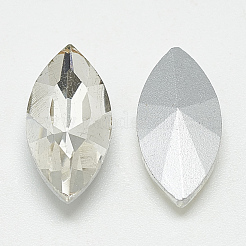 Cabochons en verre avec strass de dos avec point&nbsp;LS-RGLA-T083-13x27mm-01