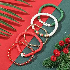 Bracelets à thème de Noël en argile polymère&nbsp;BJEW-TA00546